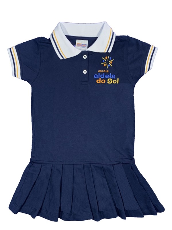 Vestido Polo Manga Curta + Shorts Azul Marinho
