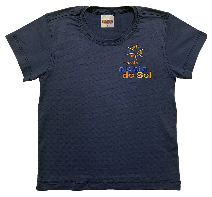 Camiseta Dry Poliamida Manga Curta Azul Marinho