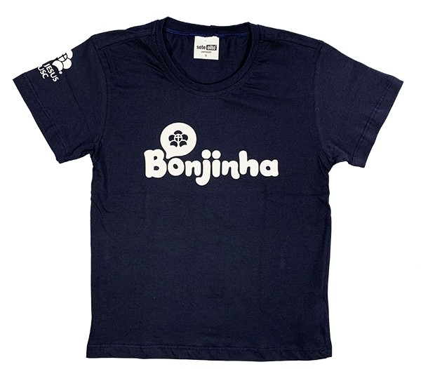 Camiseta Algodão Manga Curta Azul Marinho Bonjinha
