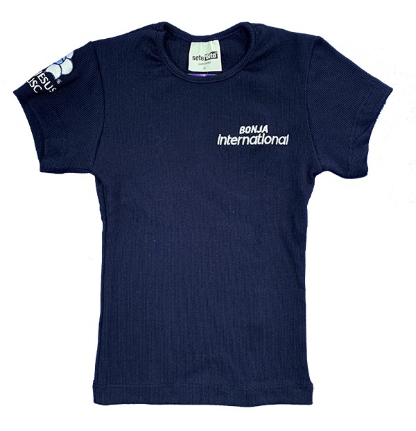 Baby Look Canelada Manga Curta Azul Marinho