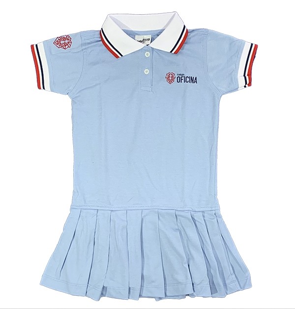 Vestido Polo Manga Curta Azul Claro + Shorts Azul Marinho