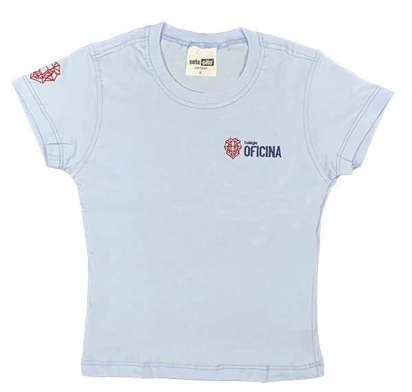 Baby Look Algodão Manga Curta Azul Claro