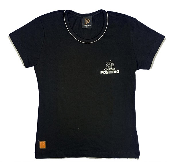 Baby Look Algodão Manga Curta Preta - ENSINO MÉDIO