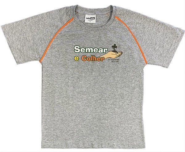 Camiseta Algodão Manga Curta Cinza Mescla