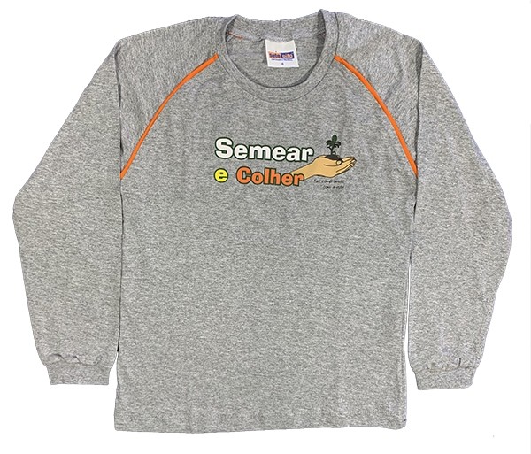 Camiseta Algodão Manga Longa Cinza Mescla