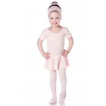 Collant de Ballet Manga Curta com Saia Rosa