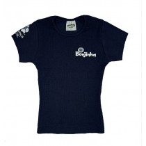 Baby Look Canelada Manga Curta Azul Marinho Bonjinha