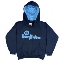 Blusão de Moletom Azul Marinho com Capuz Bonjinha