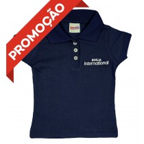 Baby Look Polo Manga Curta Azul Marinho (OUTLET)