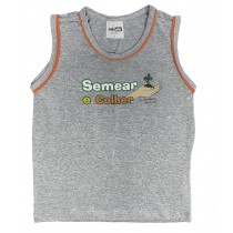 Camiseta Algodão Regata Cinza Mescla