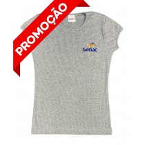 Baby Look Canelada Manga Curta Cinza (OUTLET)