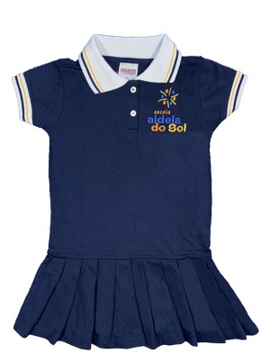 Vestido Polo Manga Curta + Shorts Azul Marinho