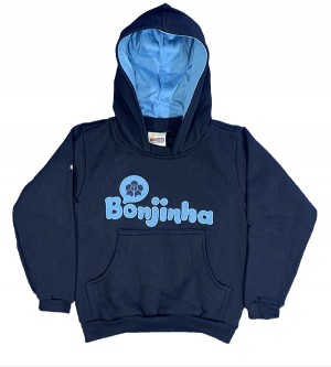 Blusão de Moletom Azul Marinho com Capuz Bonjinha