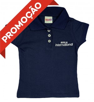 Baby Look Polo Manga Curta Azul Marinho (OUTLET)