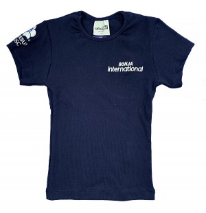 Baby Look Canelada Manga Curta Azul Marinho