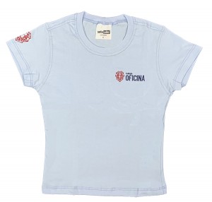 Baby Look Algodão Manga Curta Azul Claro